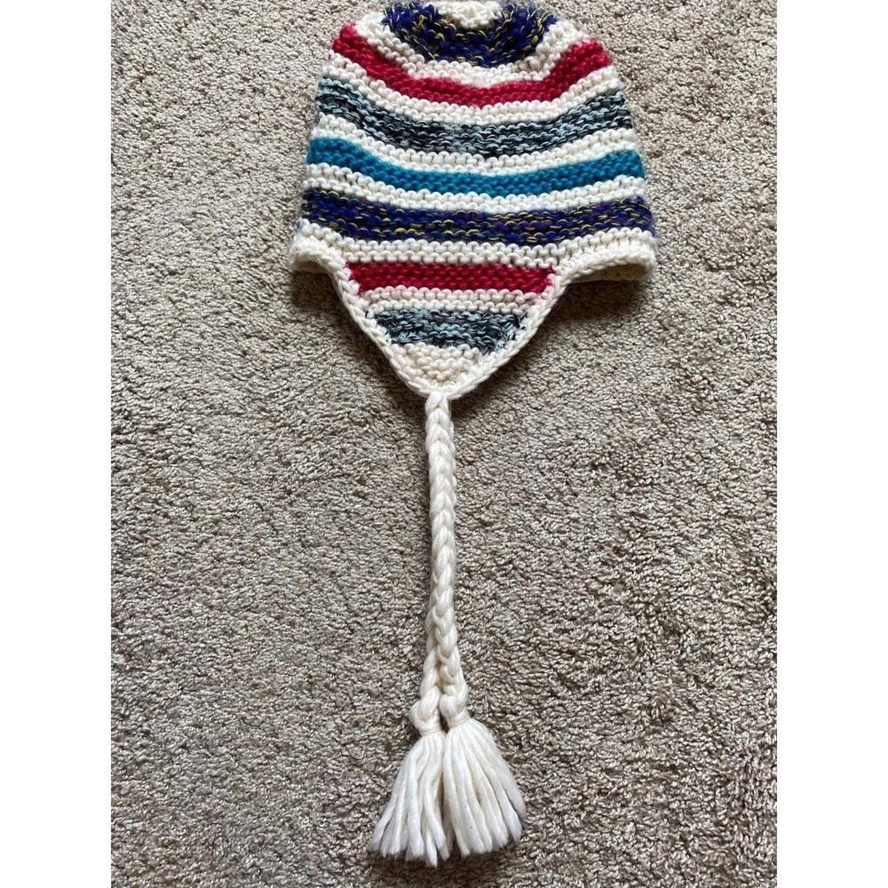Bula Hat Striped Winter Ski Beanie Adult OSFM Snow Pom Pom Wool Acrylic Blend